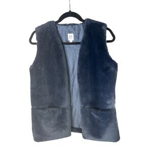 Gap Faux Fur Super Soft Cozy Durable Structured Navy Vest | Girl XXL or W XS/S